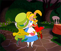 Alice in Wonderland Mad Hatter Hare friends Disney gif