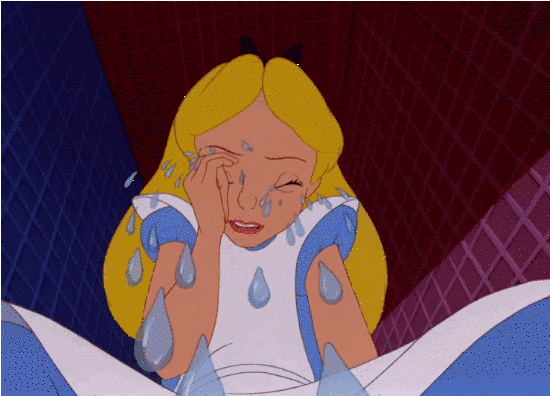 Alice in Wonderland crying Disney gif