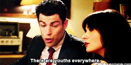 new girl jess and schmidt youths everywhere gif
